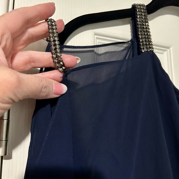 Xscape full length navy cold shoulder formal dress. Plus size 18W - Picture 7 of 7